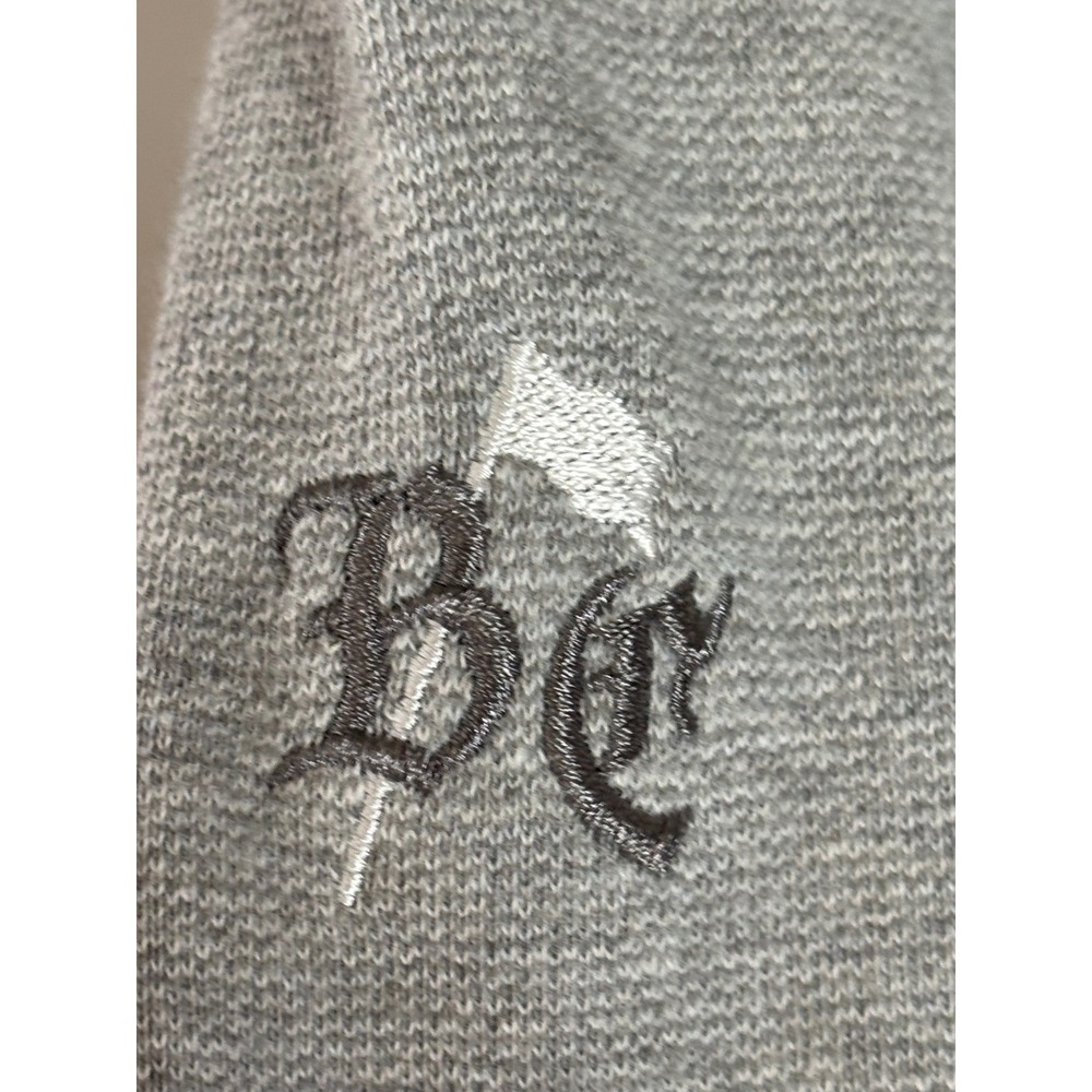 Straight Down Mens Gray Quilted Front 1/4 Zip Pullover Golf Sweater 100% Cotton - Picture 4 of 9